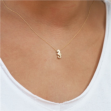 Solid Gold Seahorse Necklace