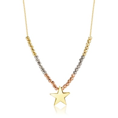Solid Gold Dangle Star Necklace