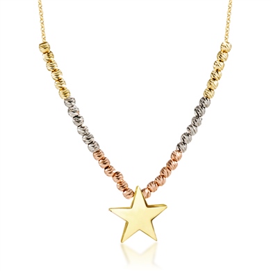 Solid Gold Dangle Star Necklace