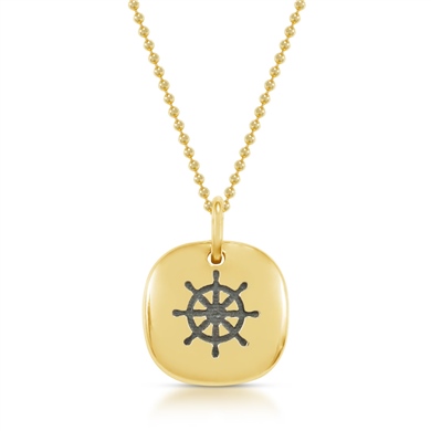 Solid Gold Button Necklace