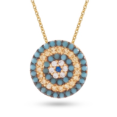 Solid Gold Fancy Evil Eye Necklace