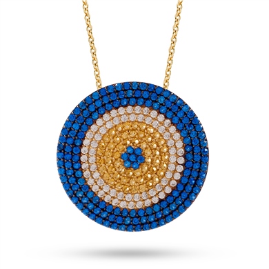 Solid Gold Fancy Evil Eye Necklace