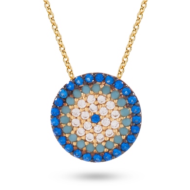 Solid Gold Fancy Evil Eye Necklace