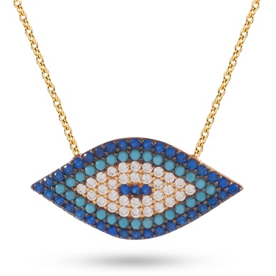 Solid Gold Fancy Evil Eye Necklace