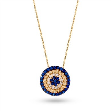 Solid Gold Fancy Evil Eye Necklace