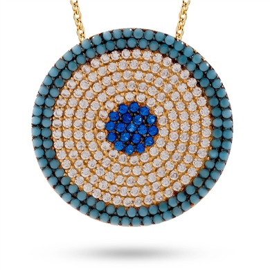 Solid Gold Fancy Evil Eye Necklace