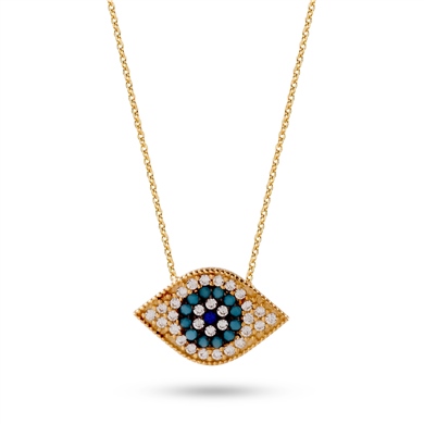 Solid Gold Evil Eye Necklace