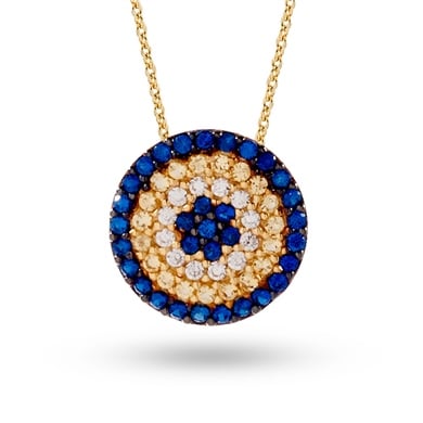 Solid Gold Fancy Evil Eye Necklace