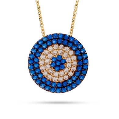 Solid Gold Fancy Evil Eye Necklace