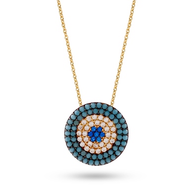 Solid Gold Fancy Evil Eye Necklace