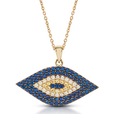 Solid Gold Evil Eye Necklace
