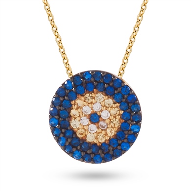 Solid Gold Fancy Evil Eye Necklace