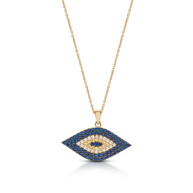 Solid Gold Evil Eye Necklace