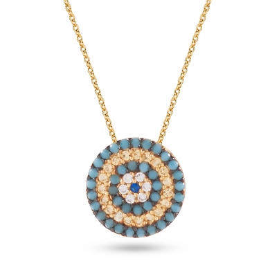 Solid Gold Fancy Evil Eye Necklace
