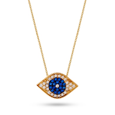 Solid Gold Evil Eye Necklace