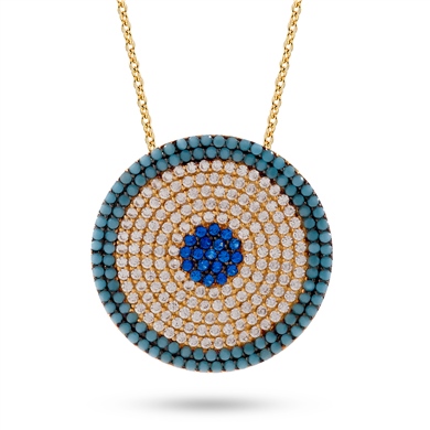 Solid Gold Fancy Evil Eye Necklace