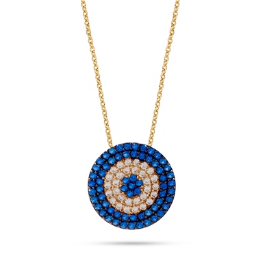 Solid Gold Fancy Evil Eye Necklace