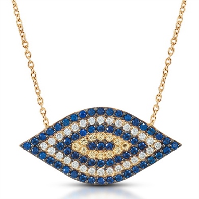 Solid Gold Evil Eye Necklace