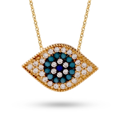Solid Gold Evil Eye Necklace