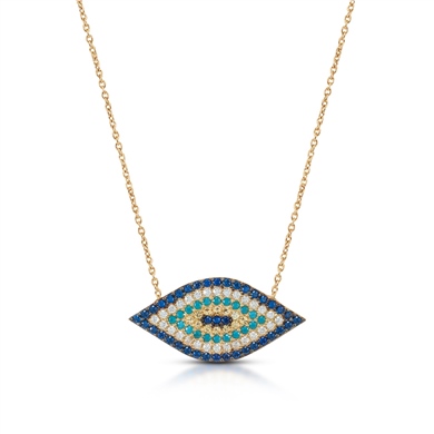 Solid Gold Evil Eye Necklace