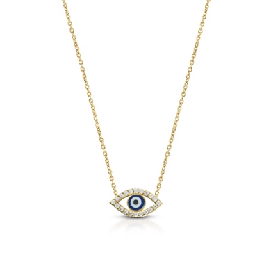 Solid Gold Fancy Evil Eye Necklace