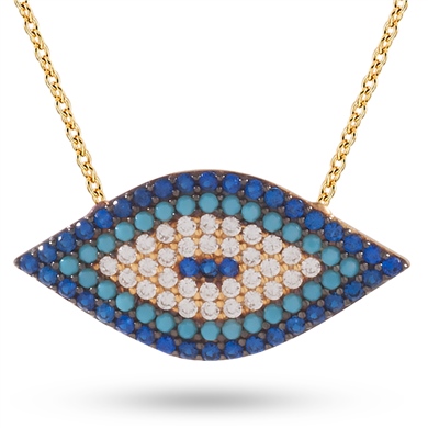 Solid Gold Fancy Evil Eye Necklace