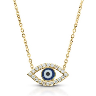 Solid Gold Fancy Evil Eye Necklace