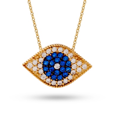 Solid Gold Evil Eye Necklace