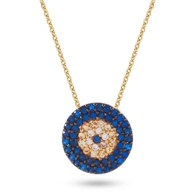 Solid Gold Fancy Evil Eye Necklace