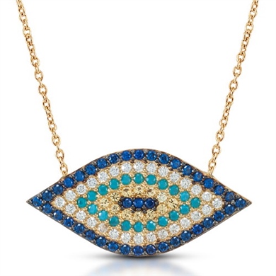 Solid Gold Evil Eye Necklace
