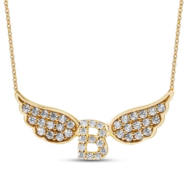 Solid Gold Letter Wing Necklace
