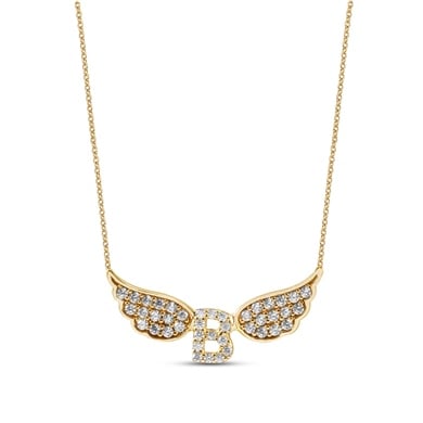 Solid Gold Letter Wing Necklace