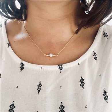 Solid Gold Ball Beaded Pearl Necklace