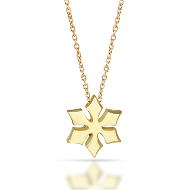 Solid Gold Snowflake Necklace