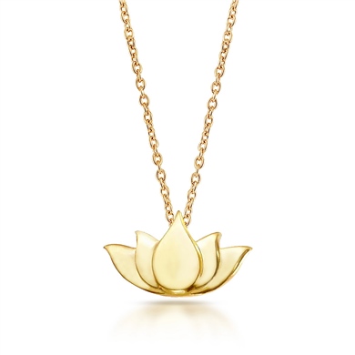 Solid Gold Lotus Necklace