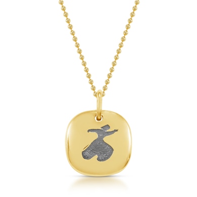 Solid Gold Button Necklace
