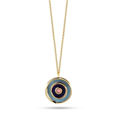 Solid Gold Enamel Evil Eye Necklace