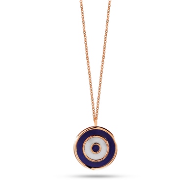 Solid Gold Enamel Evil Eye Necklace