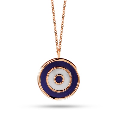 Solid Gold Enamel Evil Eye Necklace