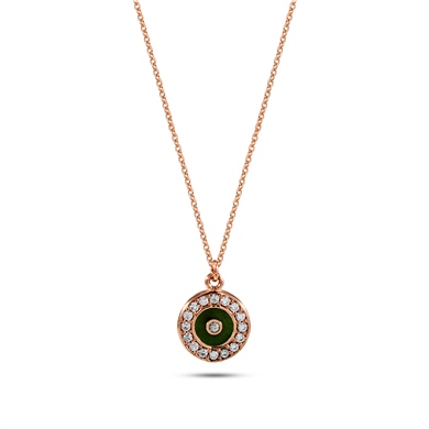 Solid Gold Enamel Evil Eye Necklace