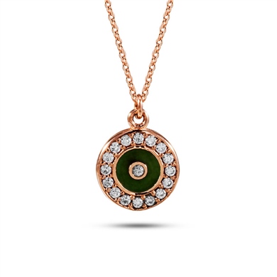 Solid Gold Enamel Evil Eye Necklace