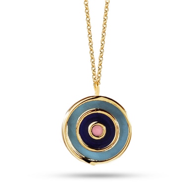 Solid Gold Enamel Evil Eye Necklace