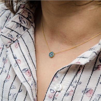 Solid Gold Fancy Evil Eye Necklace