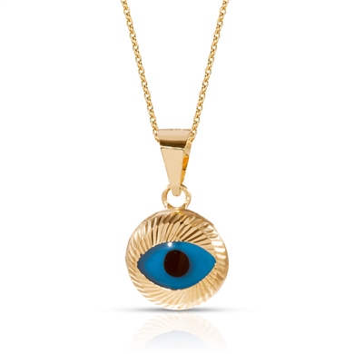 Solid Gold Evil Eye Necklace