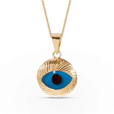 Solid Gold Evil Eye Necklace