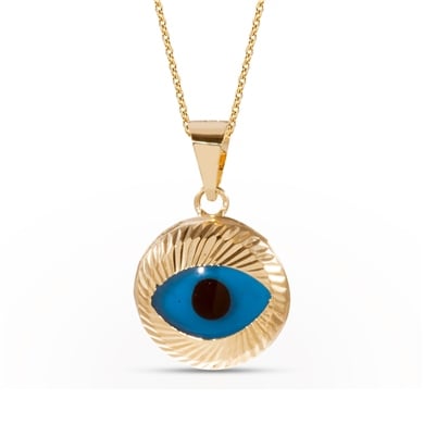 Solid Gold Evil Eye Necklace