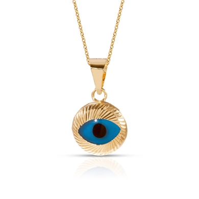 Solid Gold Evil Eye Necklace