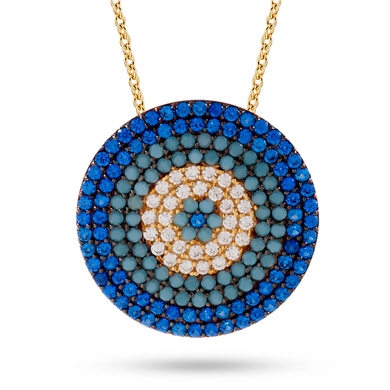 Solid Gold Evil Eye Necklace
