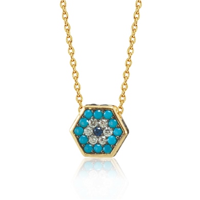 Solid Gold Fancy Evil Eye Necklace