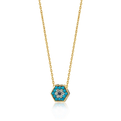 Solid Gold Fancy Evil Eye Necklace